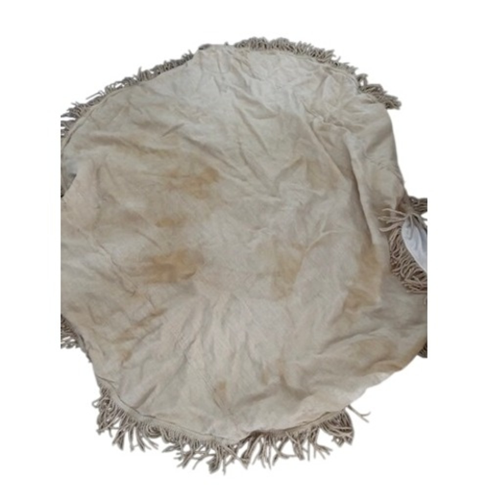 Ballard Discolored Crafts Fringed Burlap Tablecloth 90" Tan Jute‎ Farmhouse